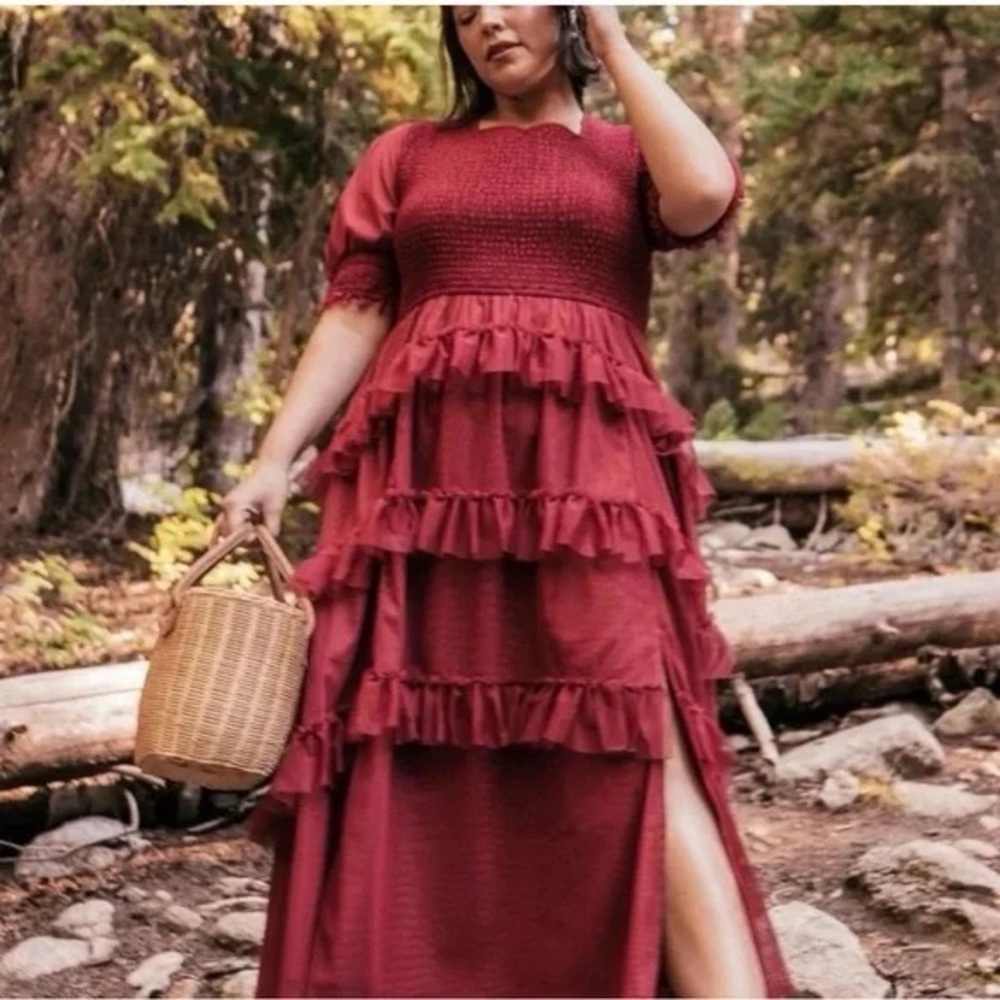 NWOT JESSAKAE Women's Daphne Dress, Burgundy  size 1XL - Picture 5 of 16